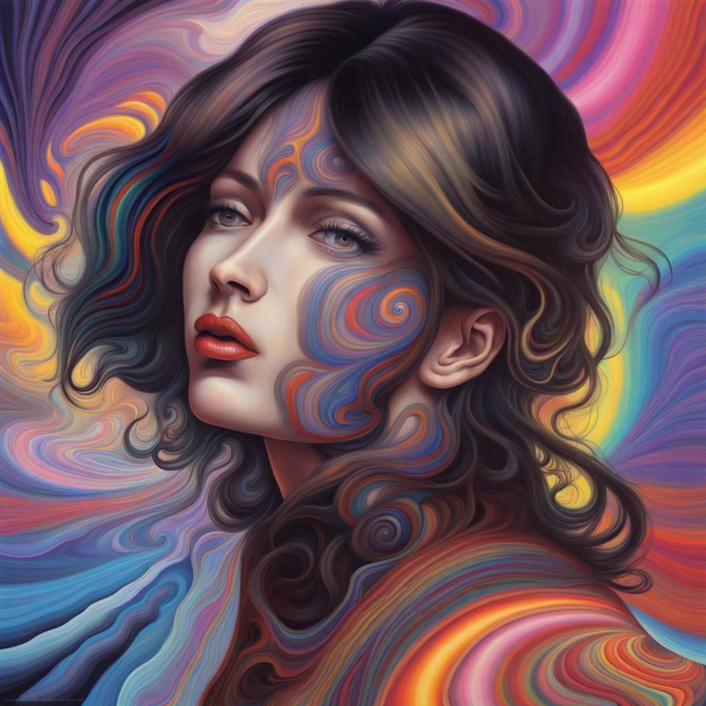 Psychedelic 1960s Woman in Garden Artwork