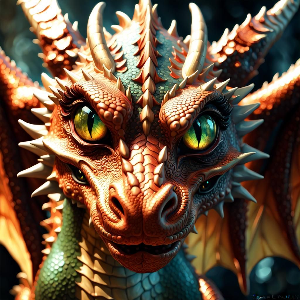 Detailed Portrait of a Multi-Eyed Dragon