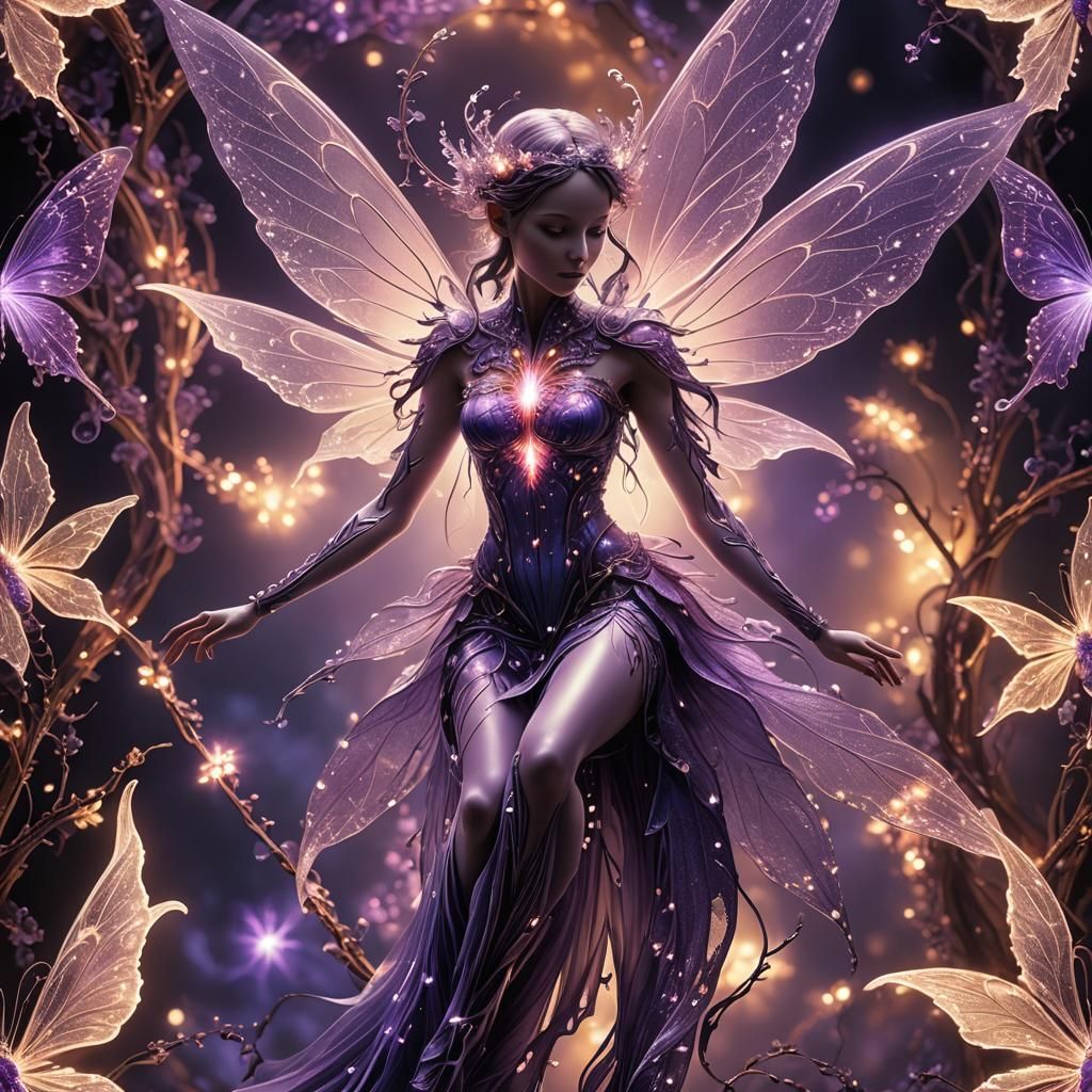 Ethereal Kirlian Fairy with Brilliant Wings