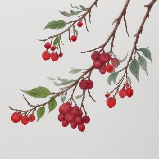 Aquarell Vogelhaus in Verschneitem Wald