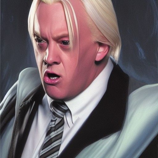 Humorous Fat Lucius Malfoy Scene as Oil Painting