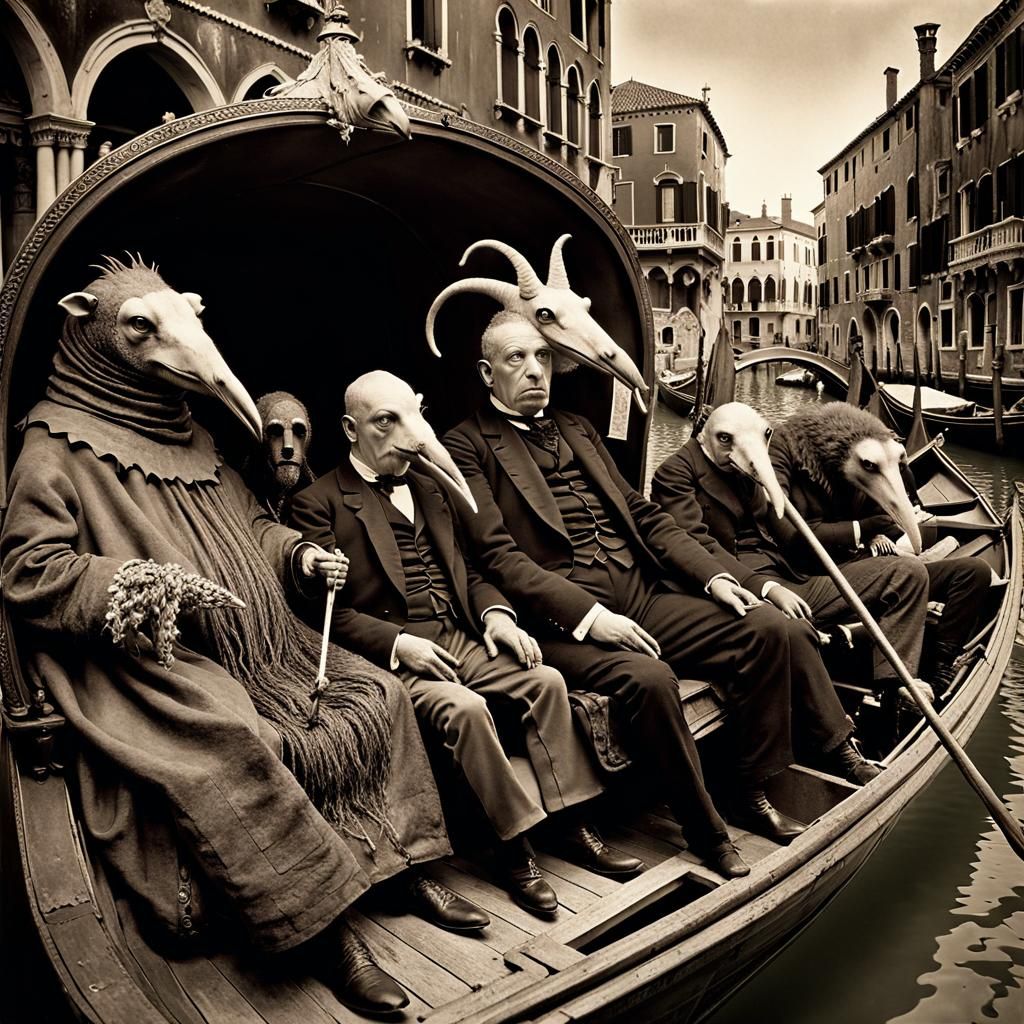 Lovecraftian Monster in Venice: Sepia Photograph