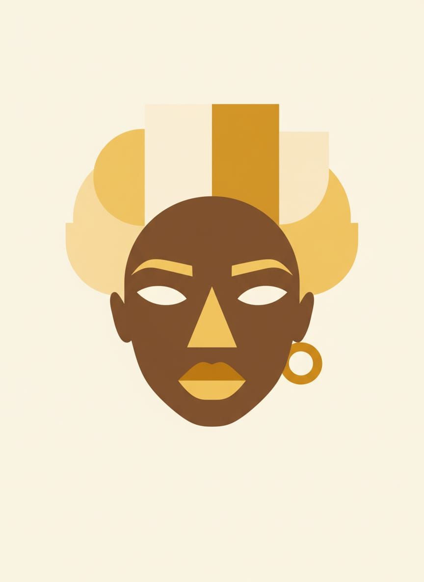 Minimalist Yellow Portrait of African American Woman
