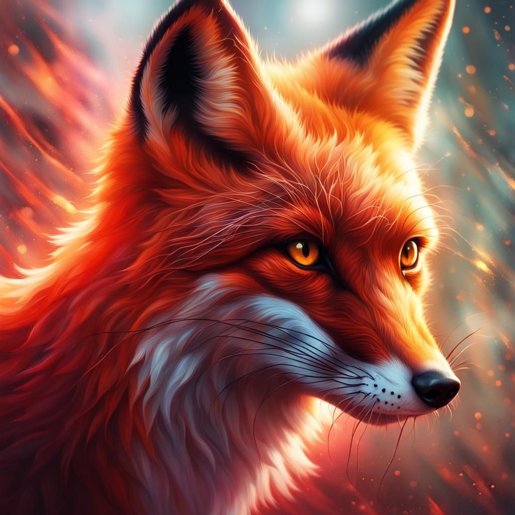 Crimson Flare Fox with Dark Magic Splash Art