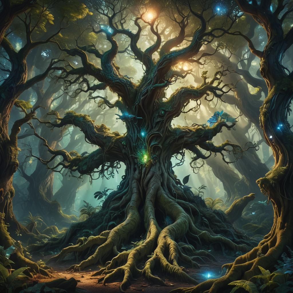 Mystical Being in Dreamlike Forest: Fantasy Matte Painting