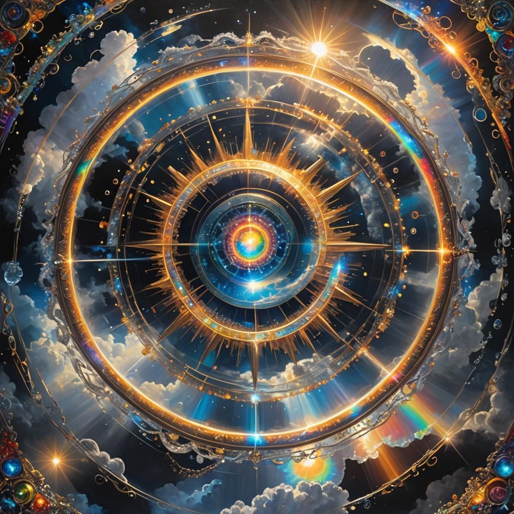 Divine Sky Spell: Tesseract Energy in Oil Painting