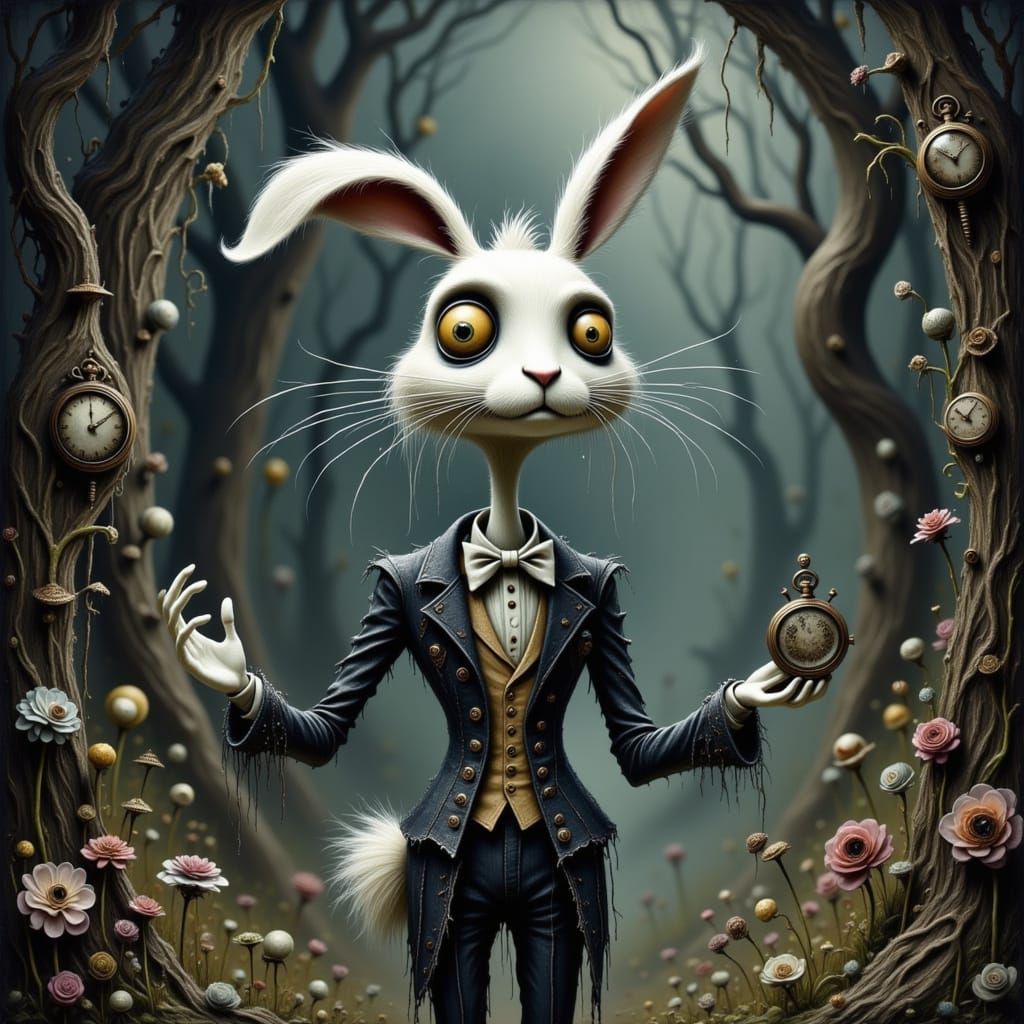 White Rabbit in Darkly Whimsical Wonderland