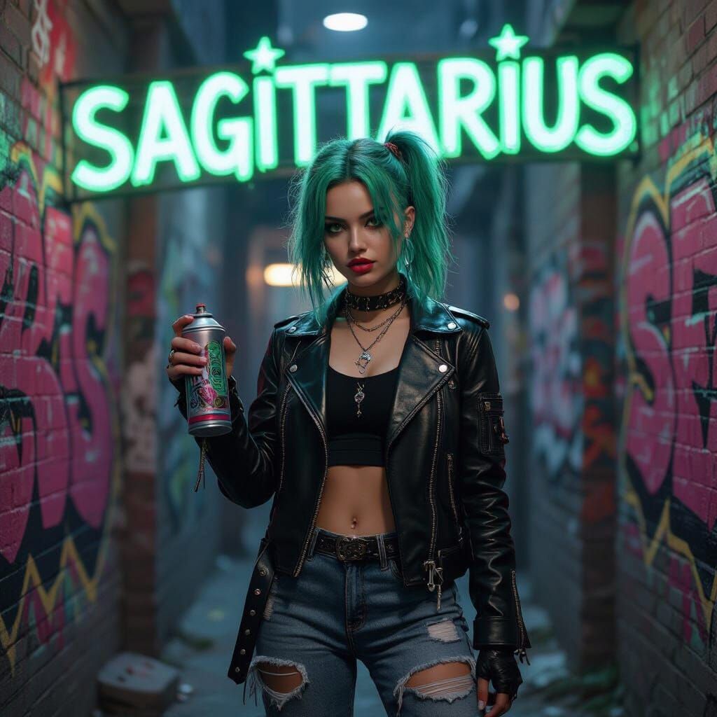 Punk Rock Girl in Graffiti Alley: 3D Airbrush Art