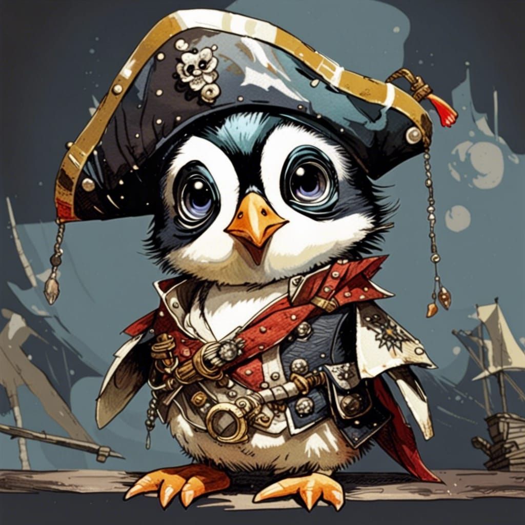 Pirate Penguin Anthro Character Art