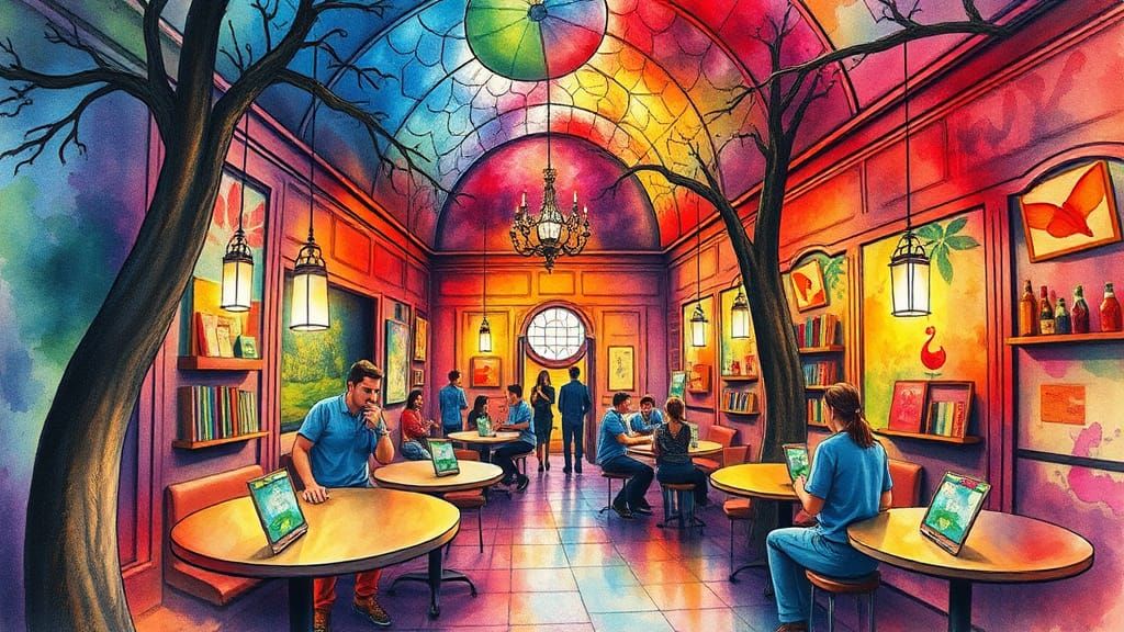 Colorful Figure in Watercolor Style, Close-Up View