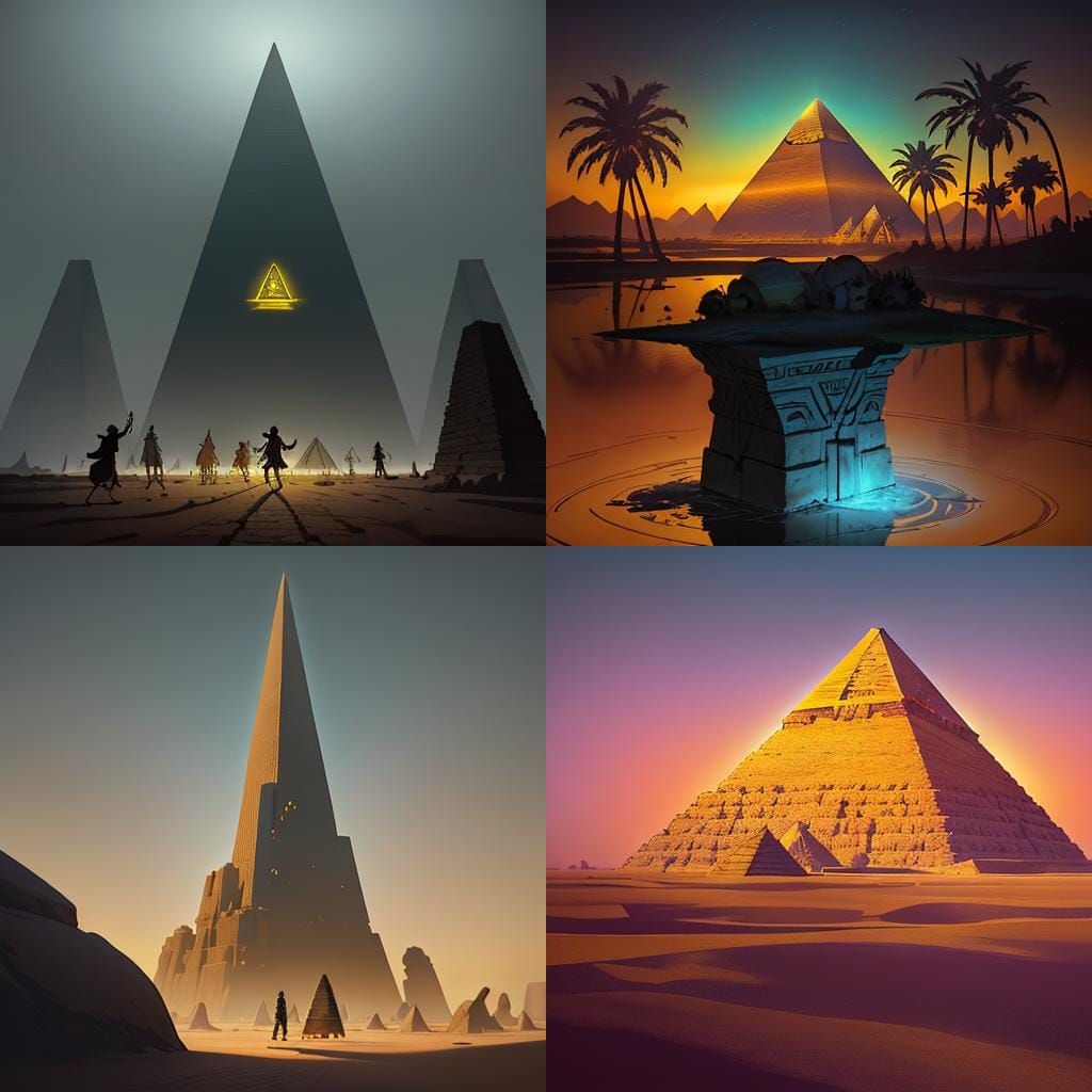 UFOs Over Pyramids: Ancient Egypt Digital Painting