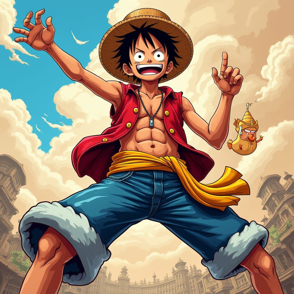 Monkey D. Luffy in Bold Anime Style