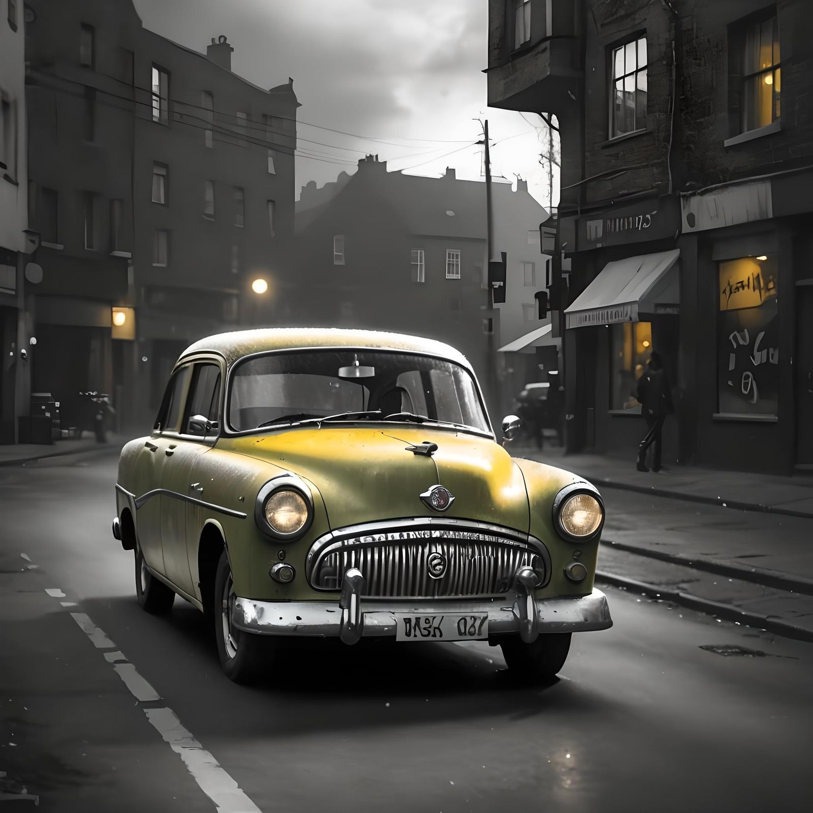 Vintage Vauxhall Sedan in Urban Street Art Scene