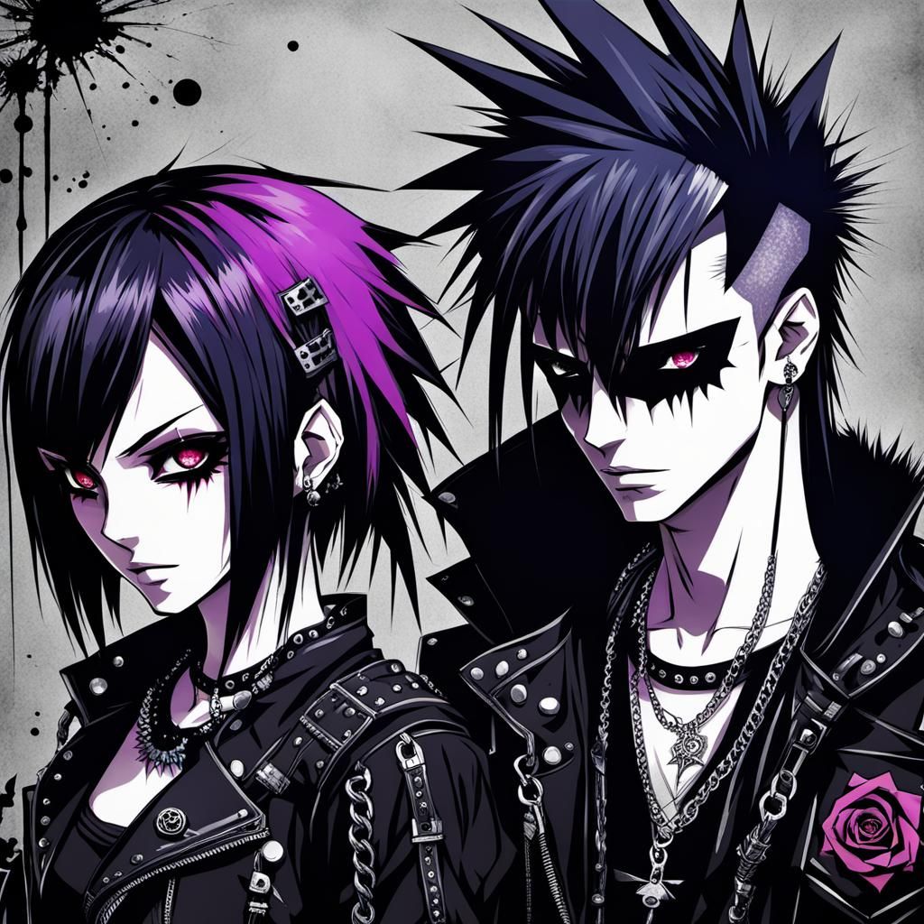 Anime Punk Goth Couple Illustration