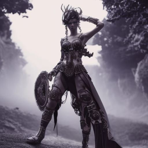 Cyberpunk Cyborg in Intricate Filigree Dress