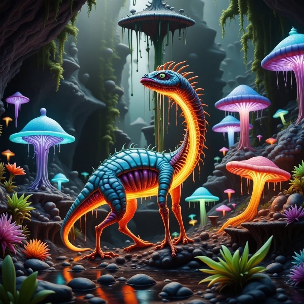 Ethereal, Iridescent Creatures in a Futuristic, Mystical Bio...