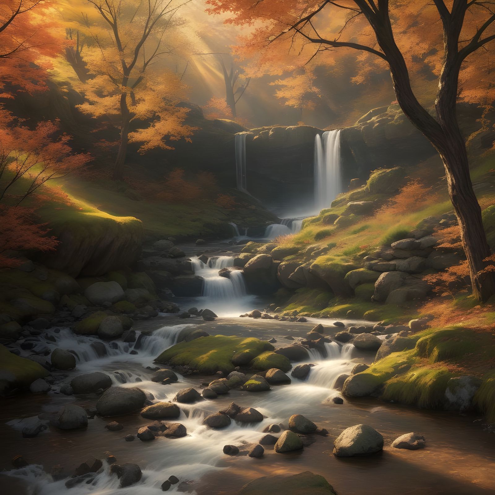 Autumn Windmill Scene in Hyperrealistic Style