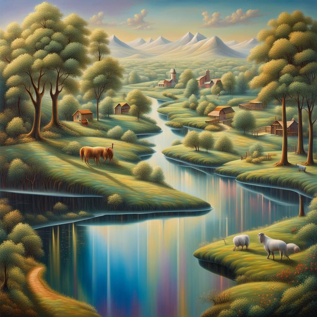 Holographic Pastoral Landscape Creates Illusion