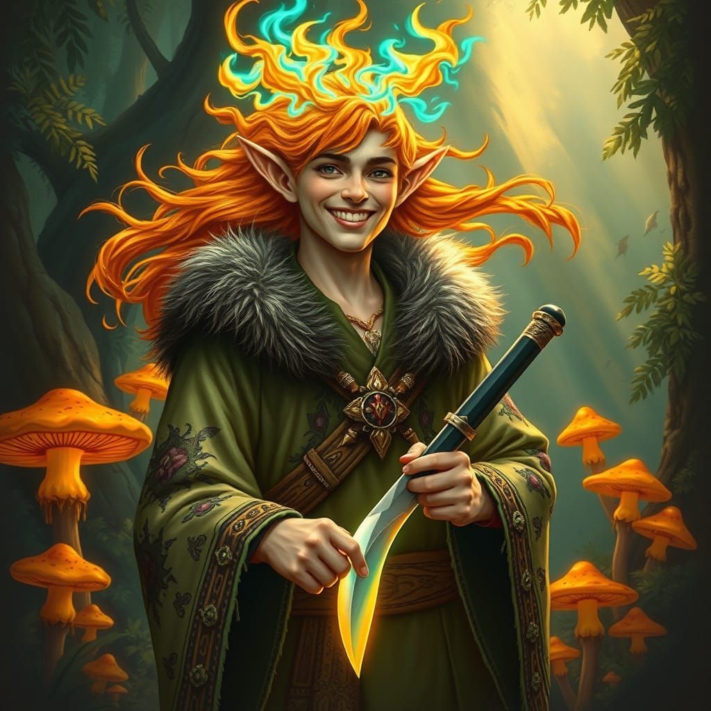 Elf Shaman in Rainforest: Fantasy Art Style