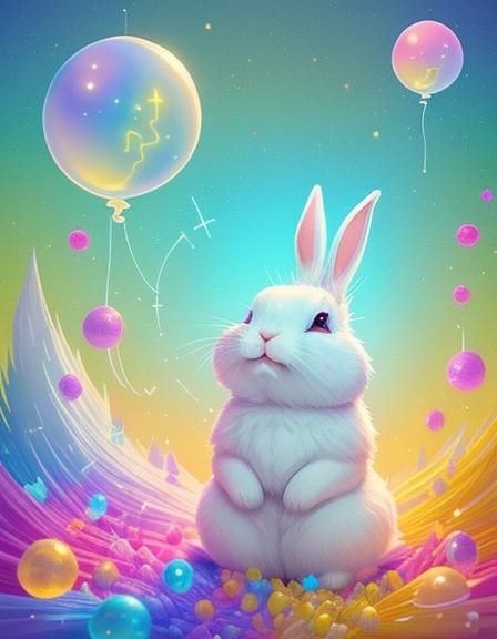 Pastel Rabbit ASCII Art Illustration