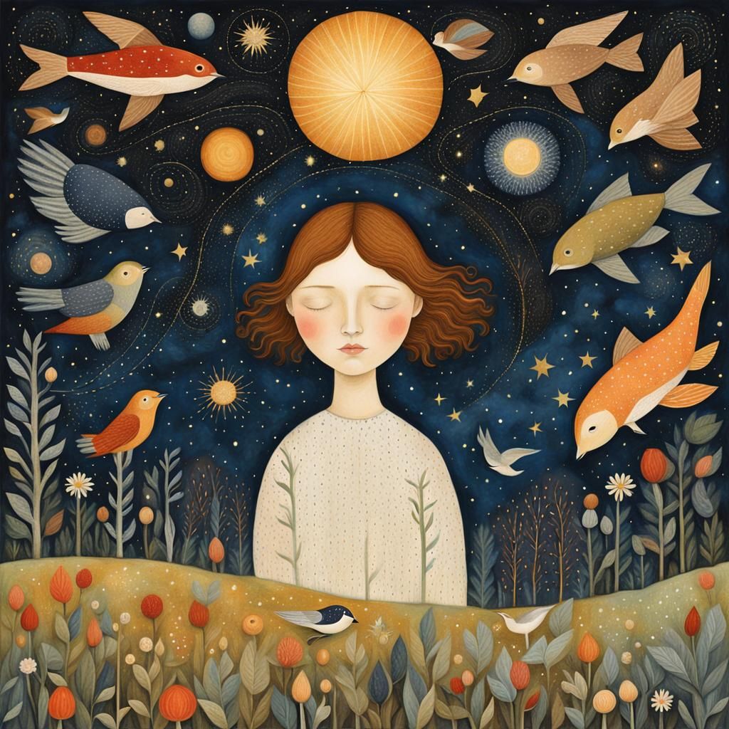 Surreal Dreamscape: Person Asleep with Fairy