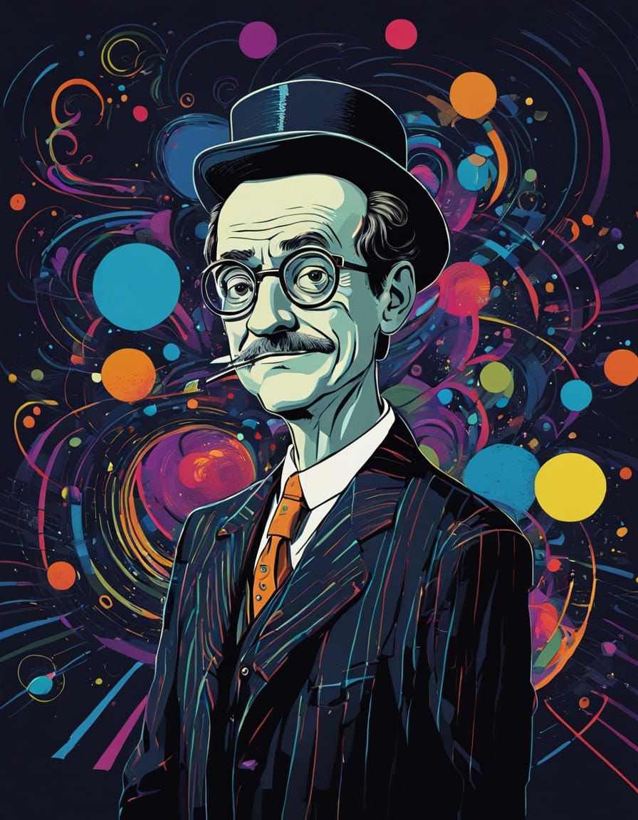 Whimsical Cartoon Self Portrait in Bold Colors