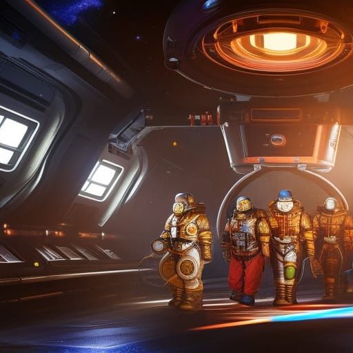 Dwarves in Cassette Futurism Space Station