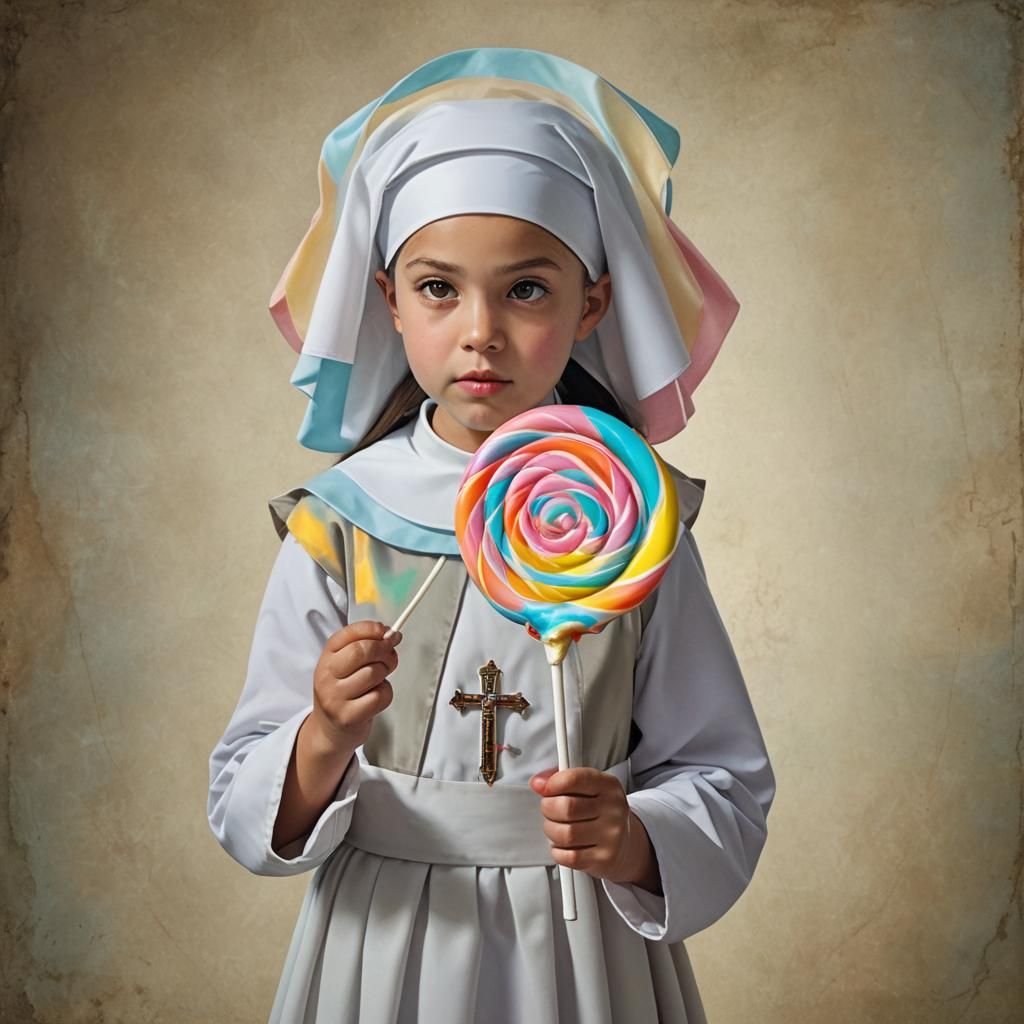 Young Nun with Lollipop: Professional Photography