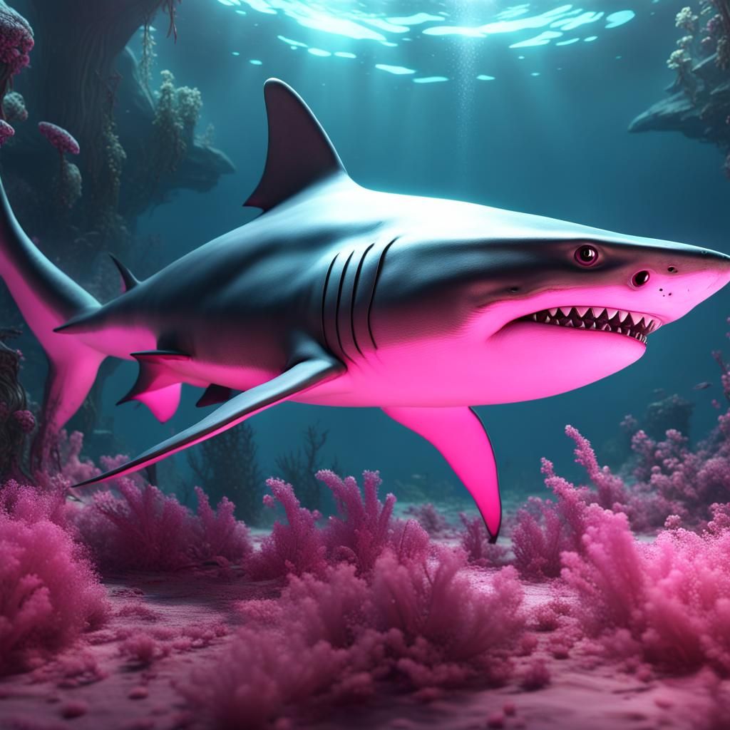 Fantastical Pink Shark Matte Painting