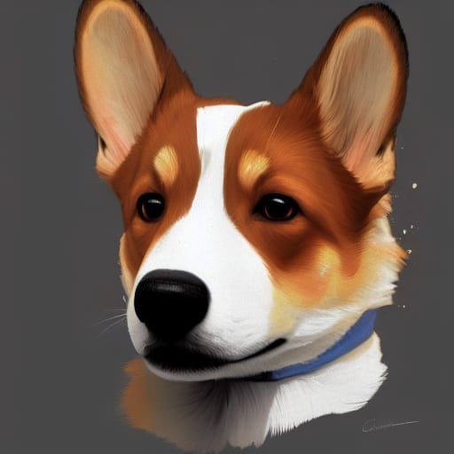 Hyperdetailed Corgi Portrait with Dynamic Lighting