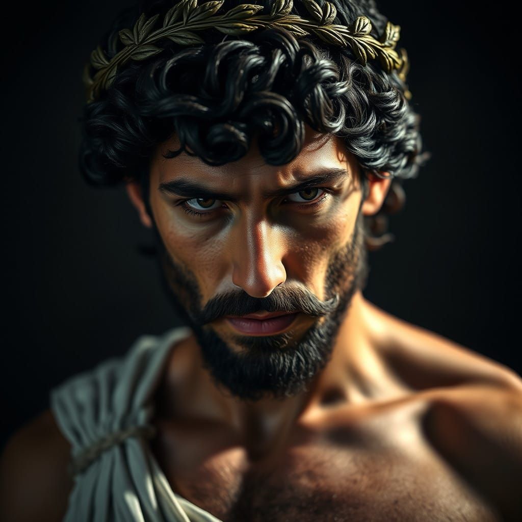 Muscled Apollo in Laurels and Tunic