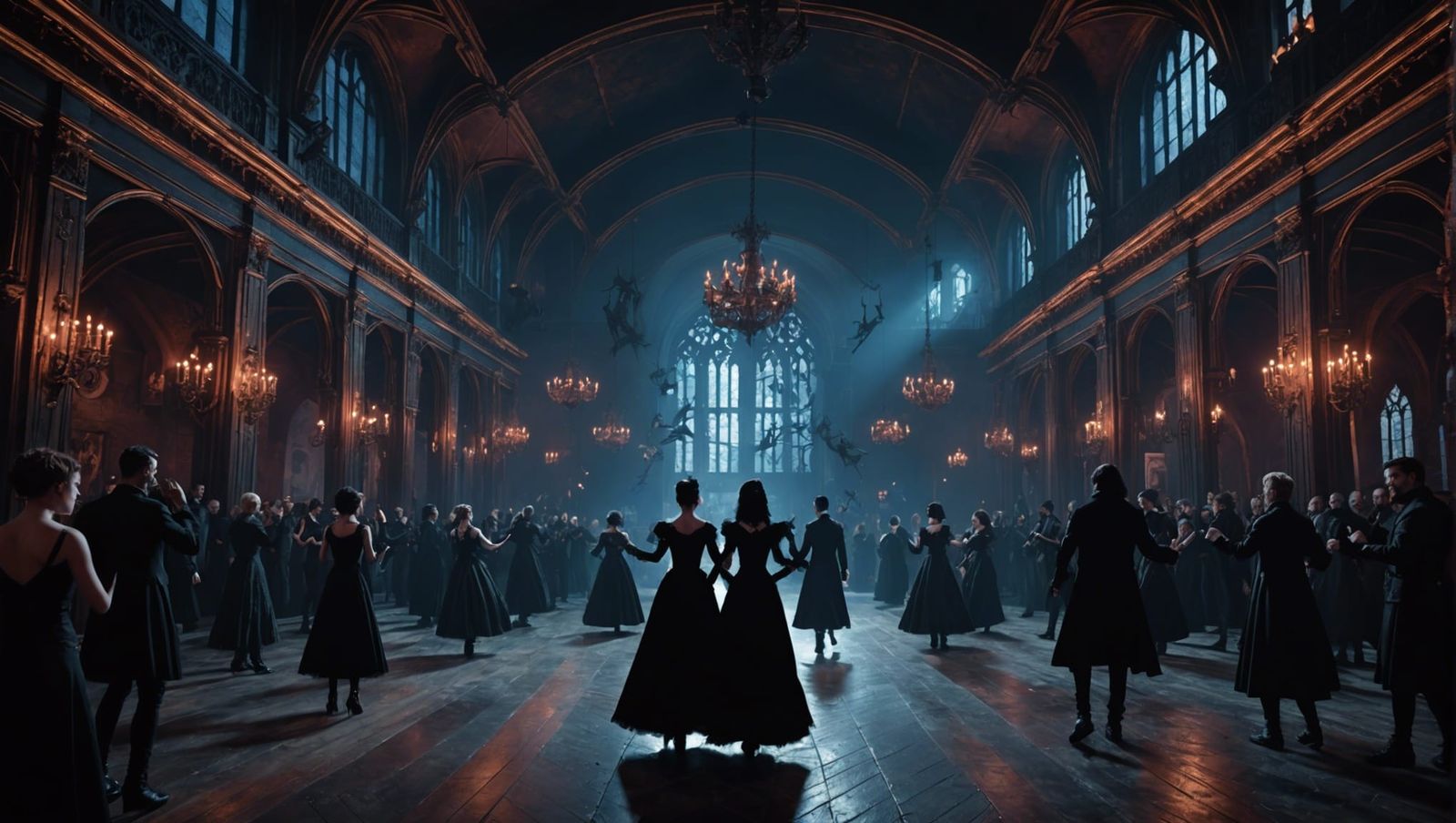 Goths Dancing in a Gothic Club: Fantasy Concept Art