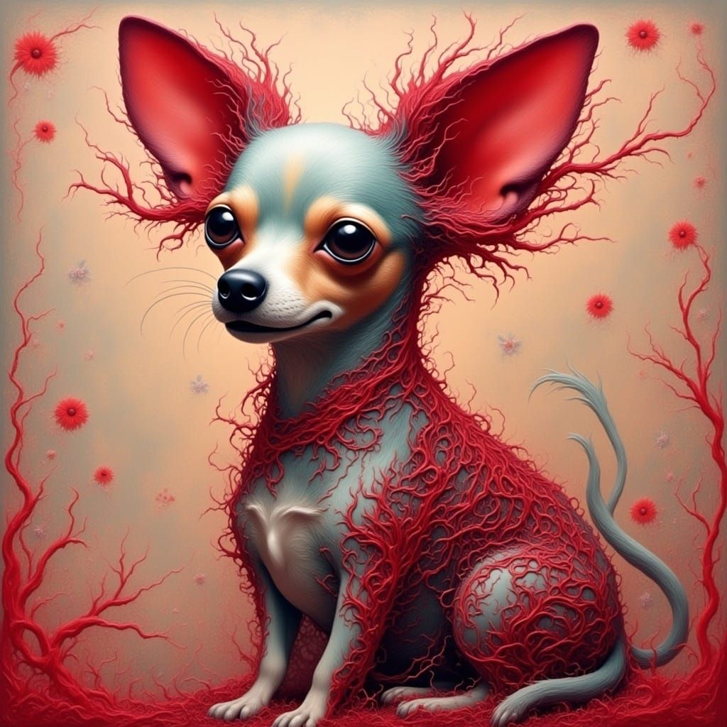 Ethereal Whimsy: A Dreamlike Chihuahua in Oil-on-Canvas