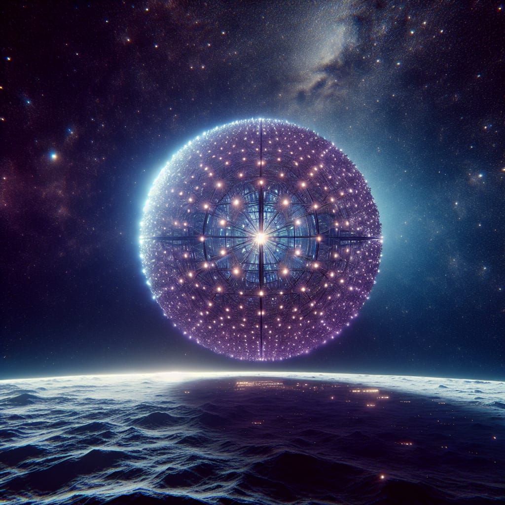 Dyson Sphere Radiating Energy in Deep Space