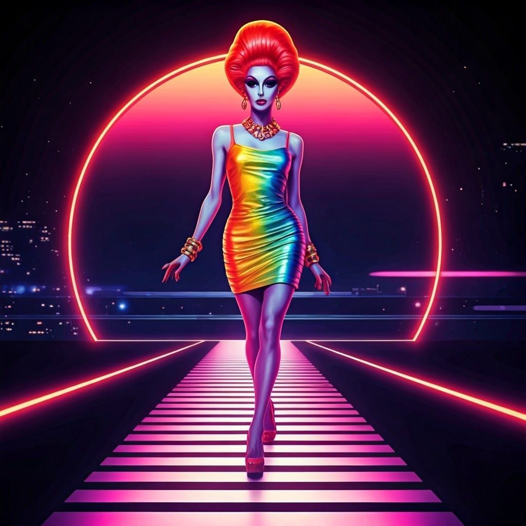 Retro-Futuristic Alien Drag Queen Strikes a Pose