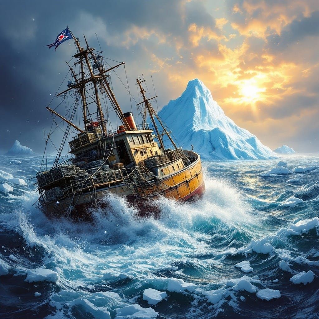 Majestic Crab Fishing Boat Battles Epic Stormy Seas