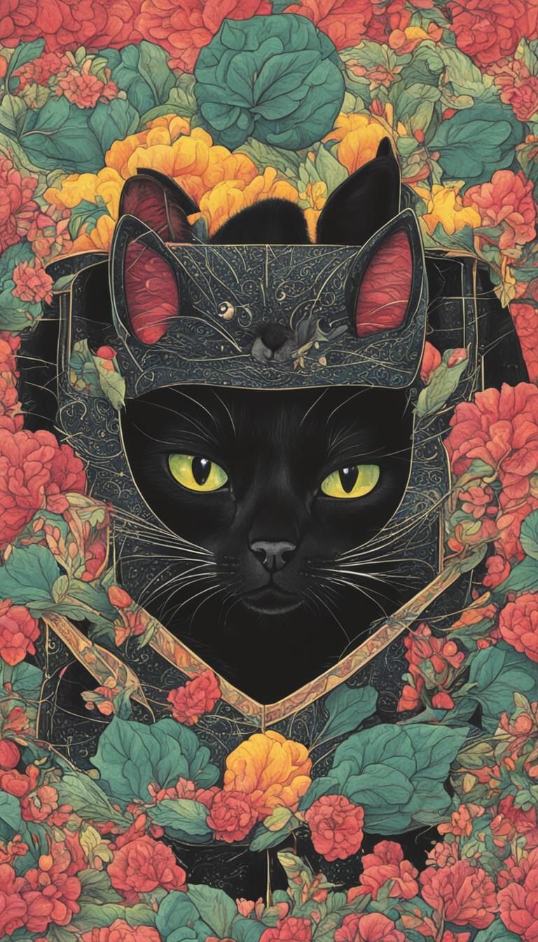 Black Cat Superhero in Flight