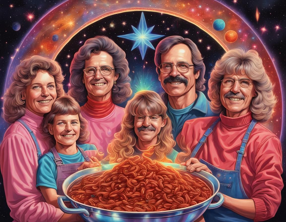 1980s Sears Family Portrait of a Family That Won The Chili Cooking Contest IV
