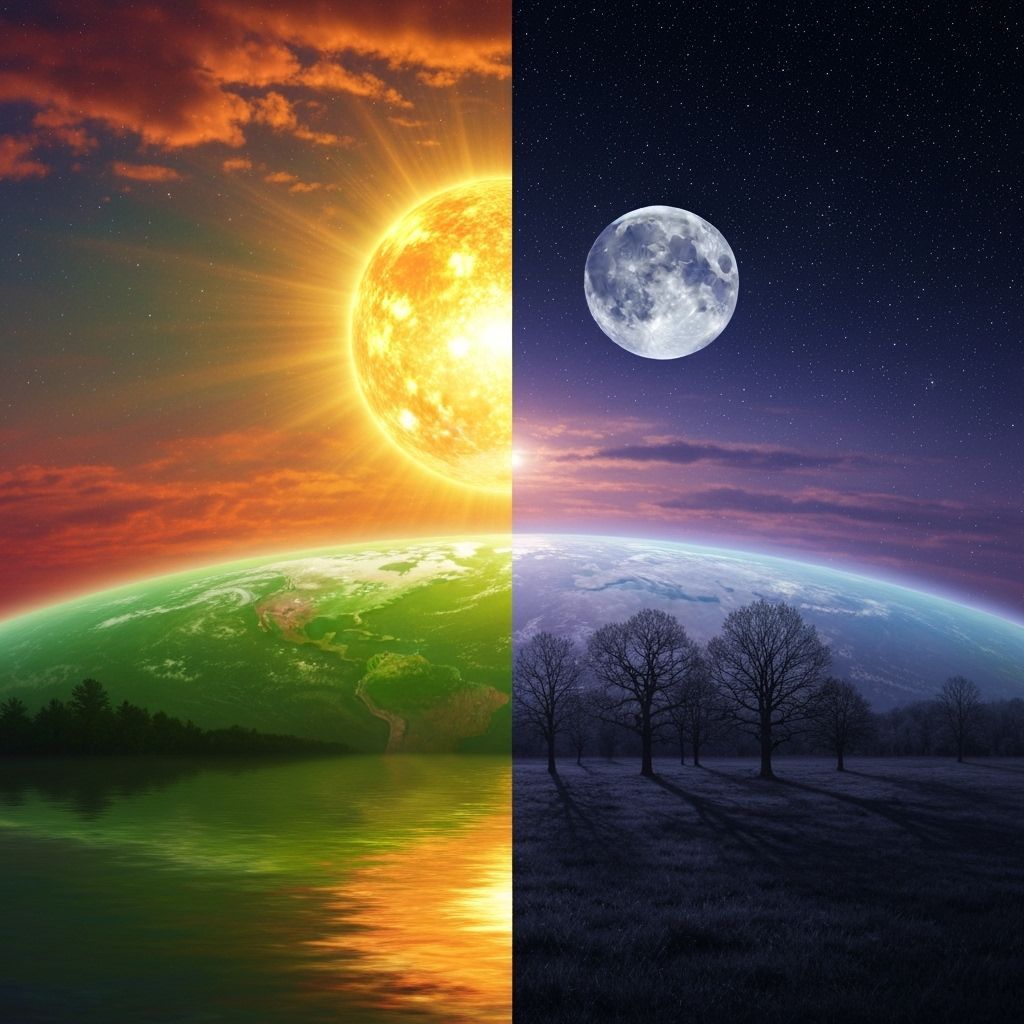 Cosmic Vista: Day and Night Celestial Divide