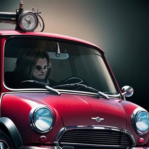 Ozzy Osbourne in Mini Cooper: Hyperrealistic Art