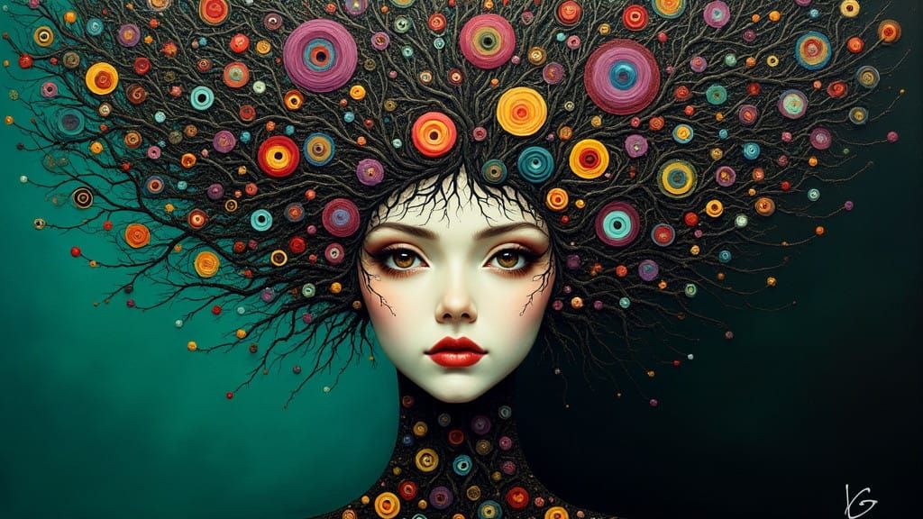 Enigmatic Portrait in Whimsical Forest Aesthetic