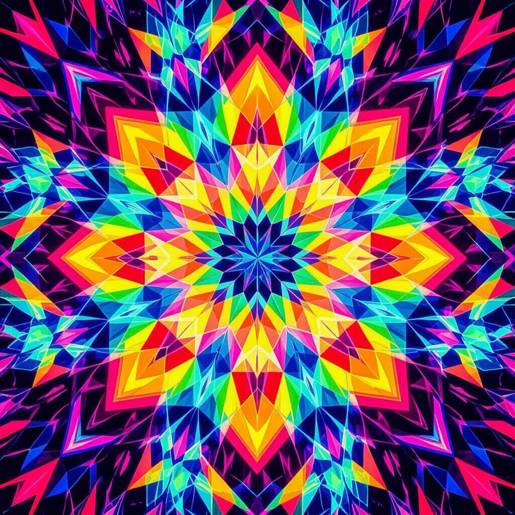 Vibrant Neon Abstract Art: A Kaleidoscope of Color