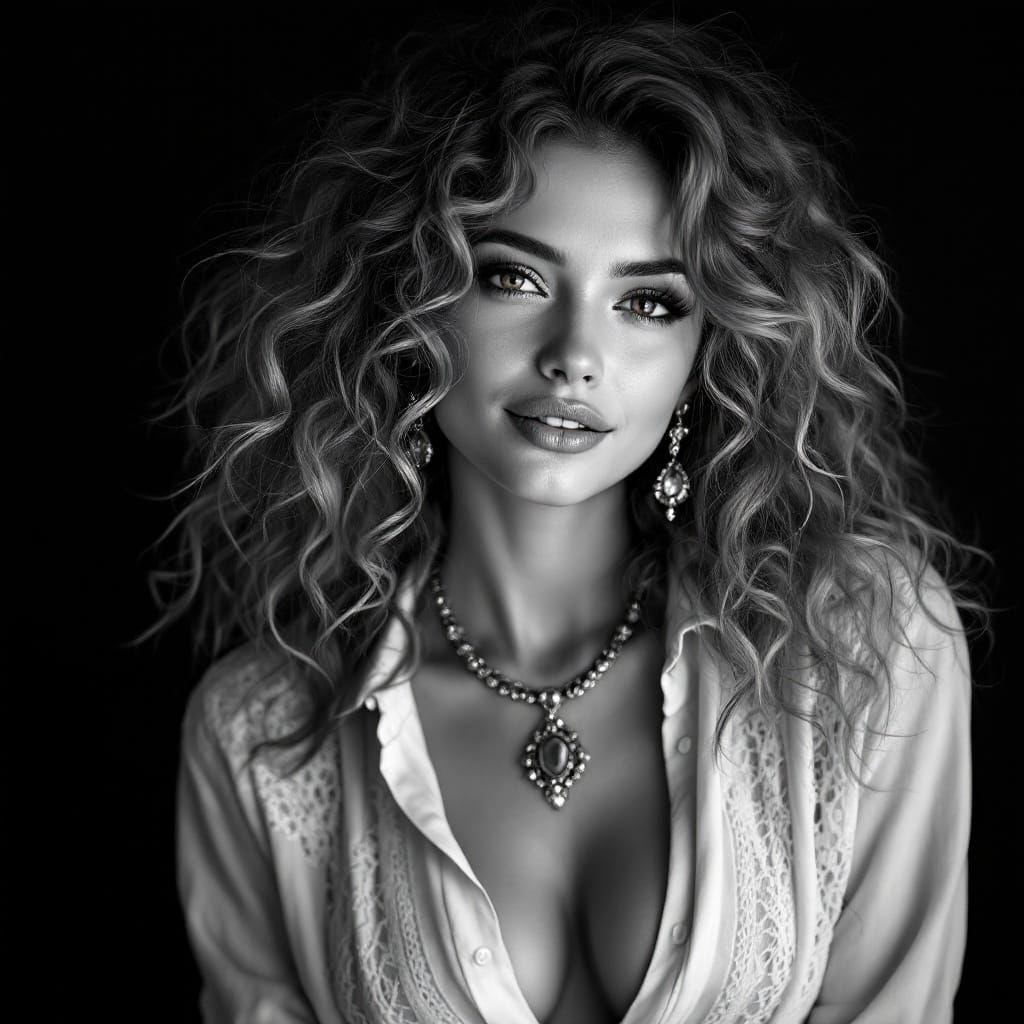 Elegant Black and White Portrait in High Contrast