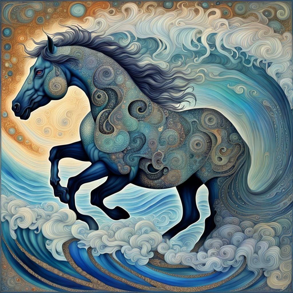 Neptune's Horses Emerge: Fractal Art Deco Ocean