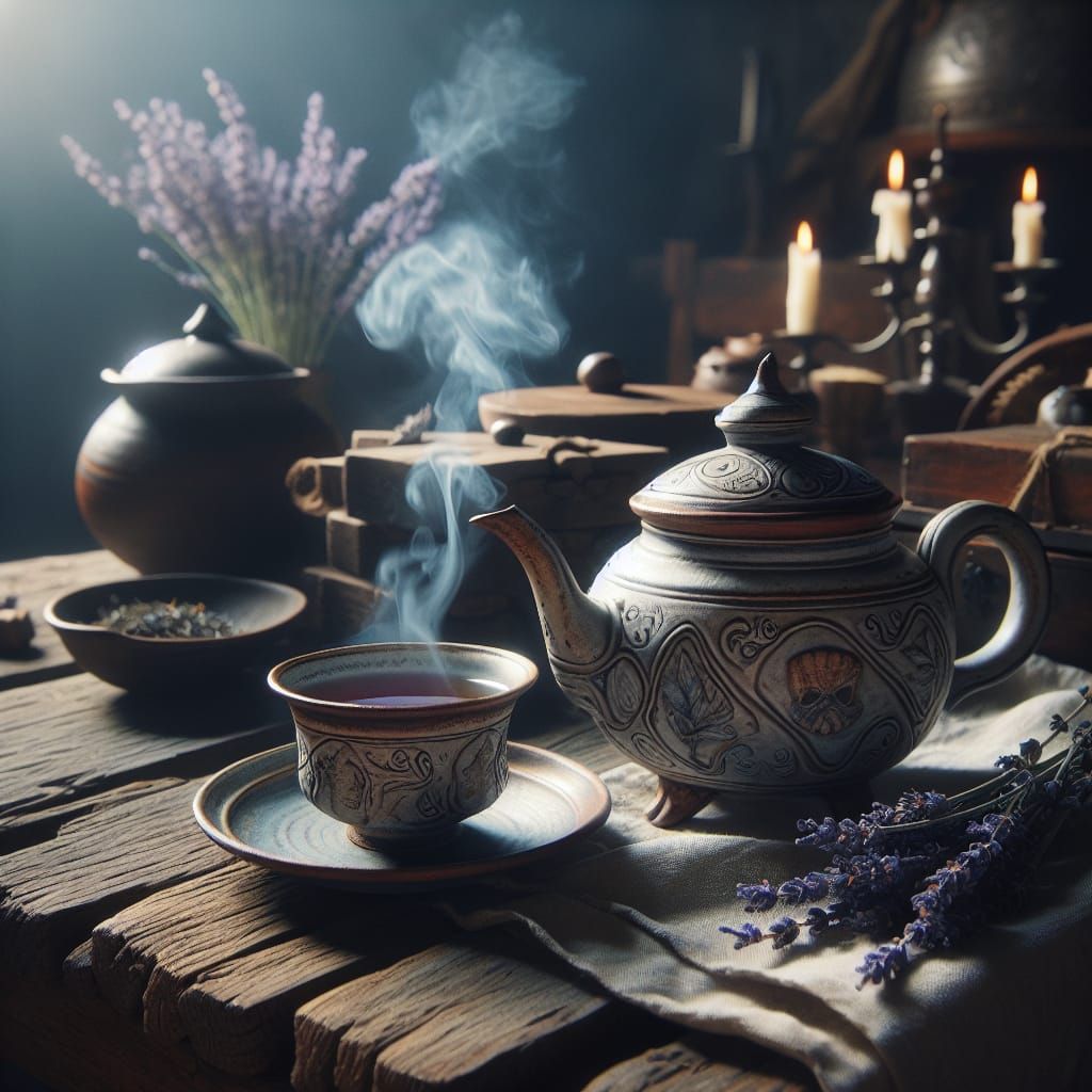 Medieval Lavender Mint Tea Still Life