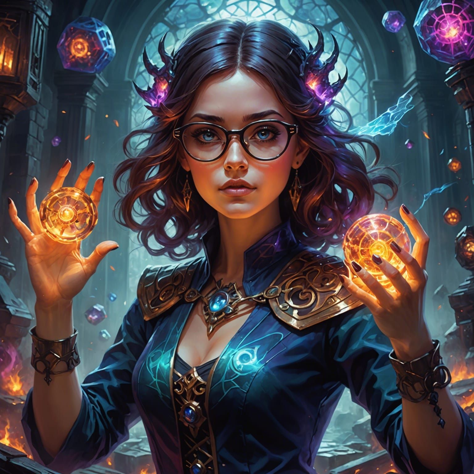Nerdy Girl casting a spell