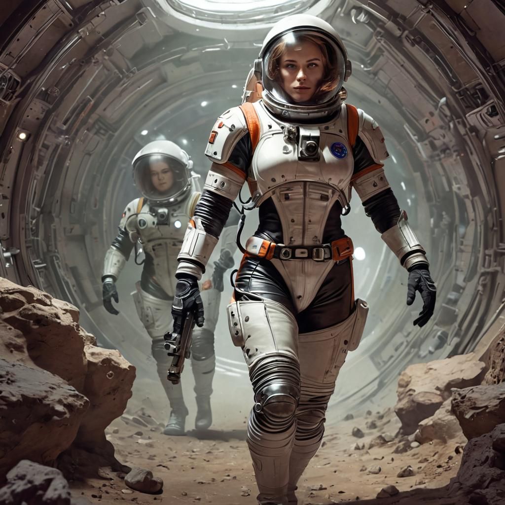 Futuristic Space Warrior in Retro Sci-Fi Adventure