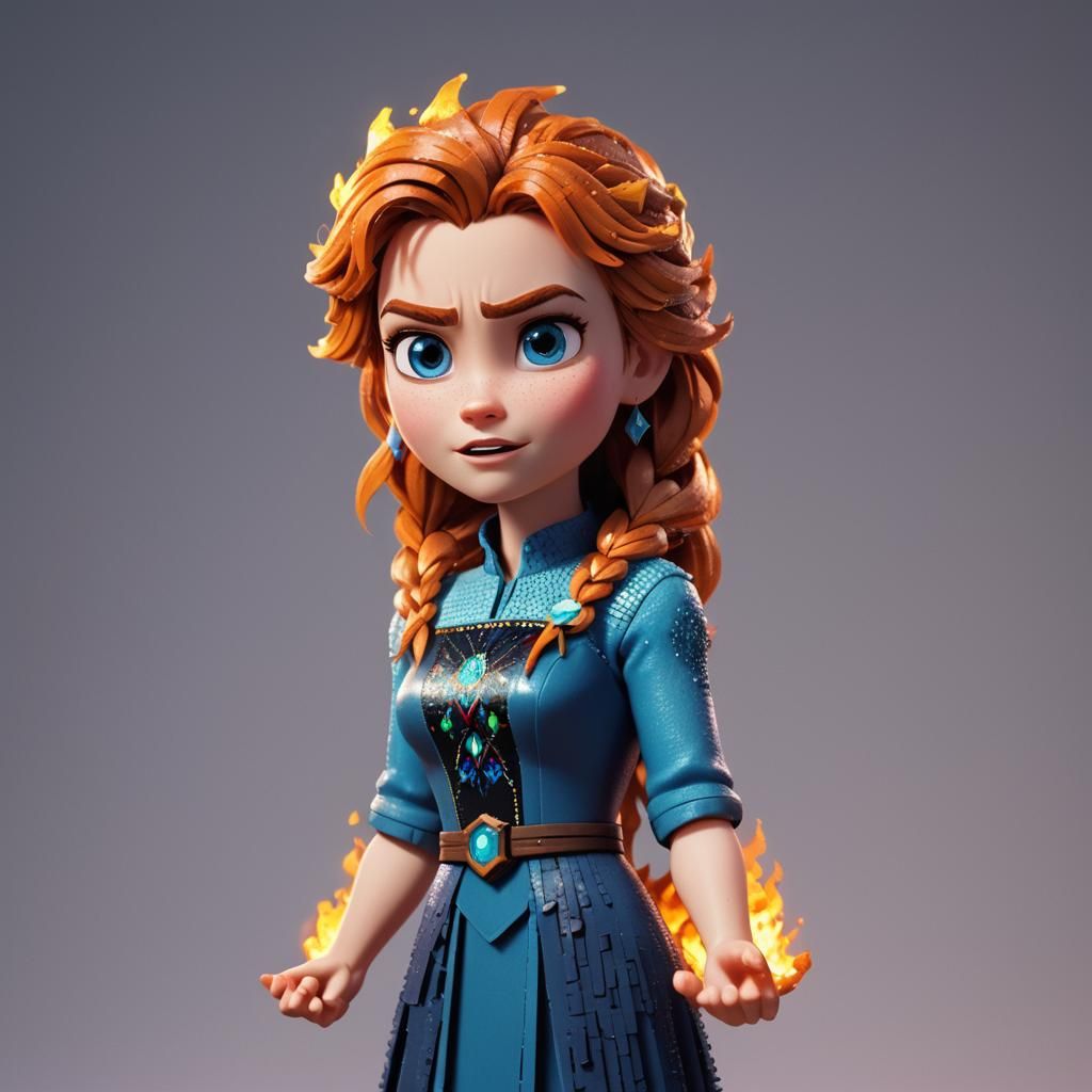 Elsa Unleashed: 8-Bit Fury in Vibrant 3D