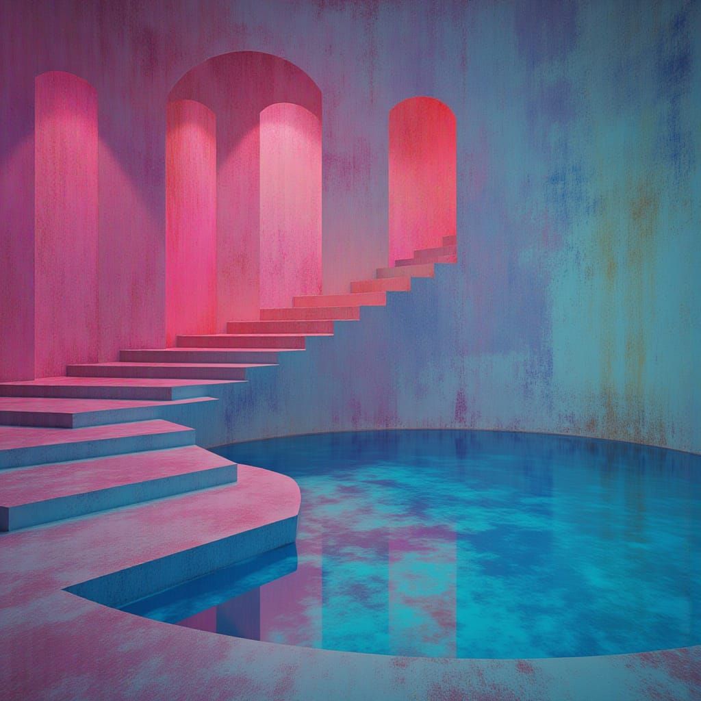 Ethereal Basement Pool with Geometric Design