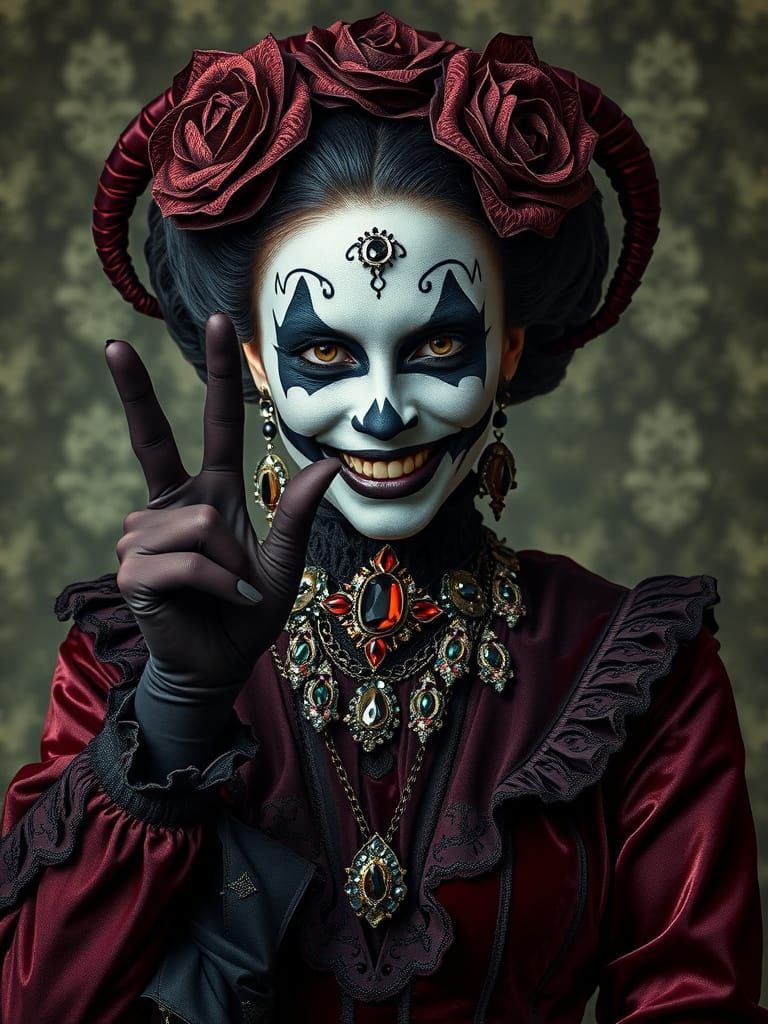 Sinister Harlequin in Victorian Attire